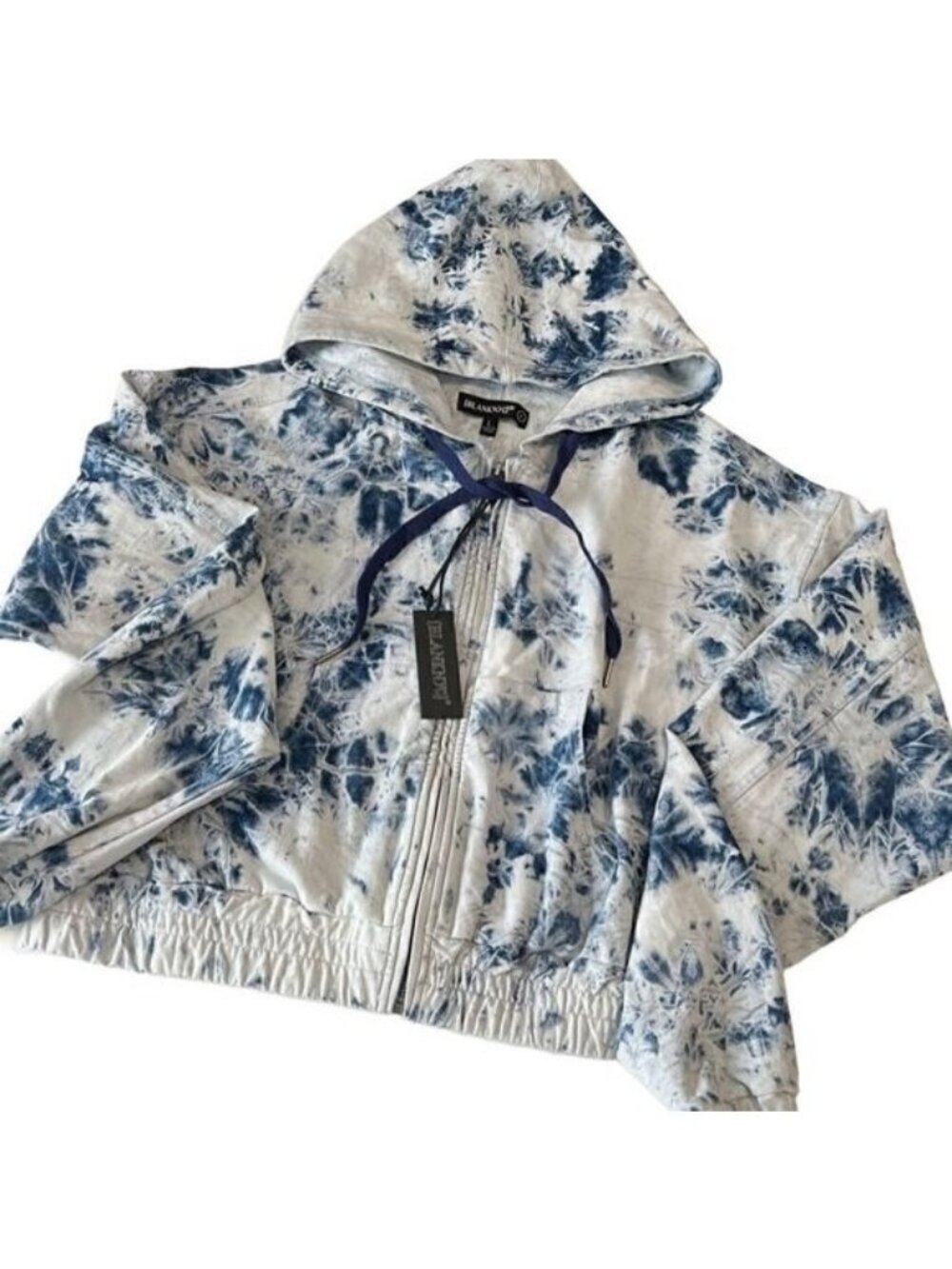 Blank NYC Blue Tie Dye Long Sleeve Full Zip Hoodie Jacket Size Large NWT